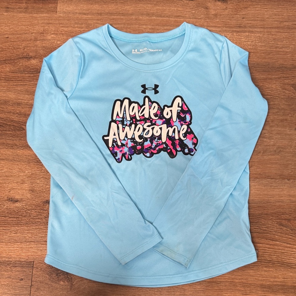 Under Armour Kids Light Blue Long Sleeve 'Made of Awesome' Tee